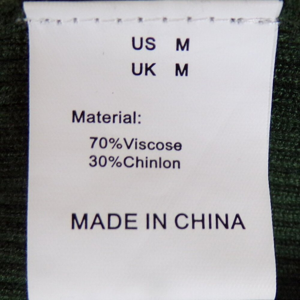 ROCOROSE size M forest-green knit bodycon long-sleeve turtleneck midi dress - Picture 12 of 13